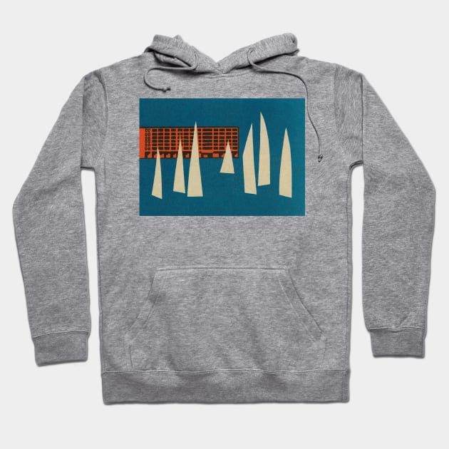 Vintage Sail Boats Illustration //// Minimal Marina Design Hoodie by DankFutura